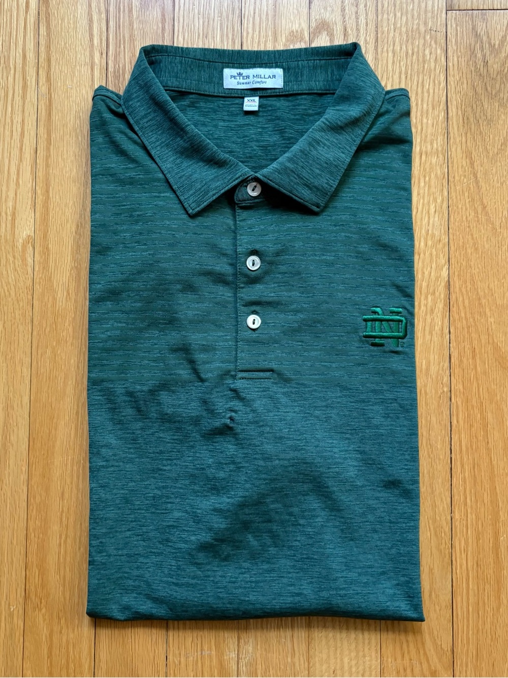 Peter Millar Summer Comfort Notre Dame Men’s Short Sleeve Polo 2XL Green READ